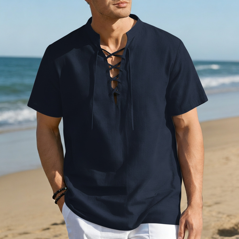 👕 LIMITED-TIME 50% OFF! ✨ Men's Casual Lace-Up Short Sleeve Shirt
