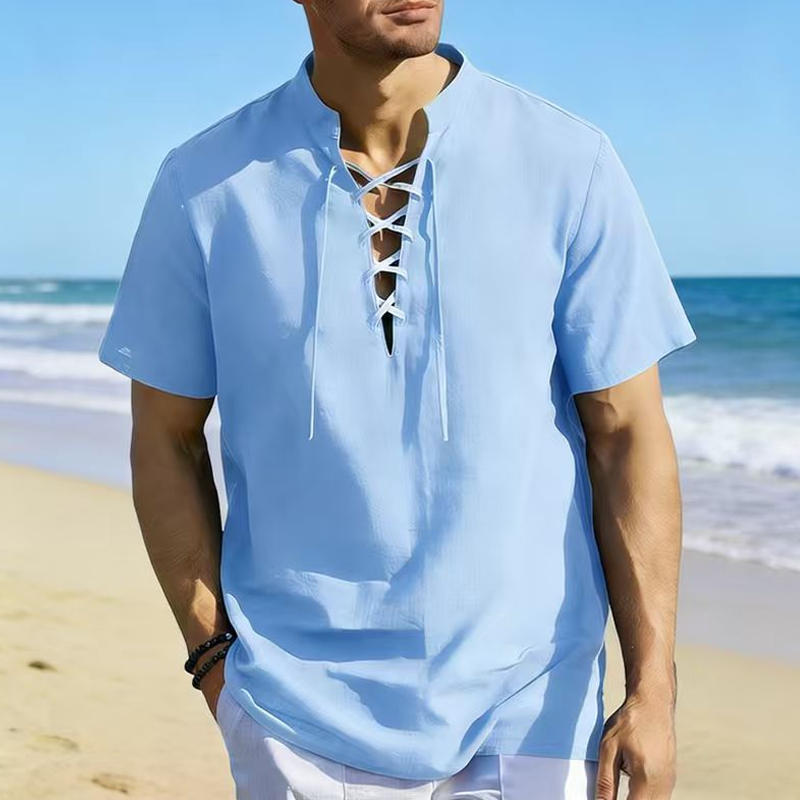 👕 LIMITED-TIME 50% OFF! ✨ Men's Casual Lace-Up Short Sleeve Shirt