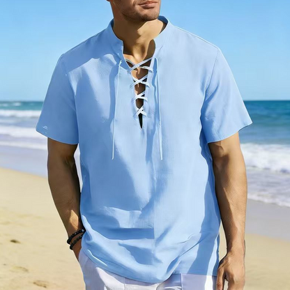 👕 LIMITED-TIME 50% OFF! ✨ Men's Casual Lace-Up Short Sleeve Shirt