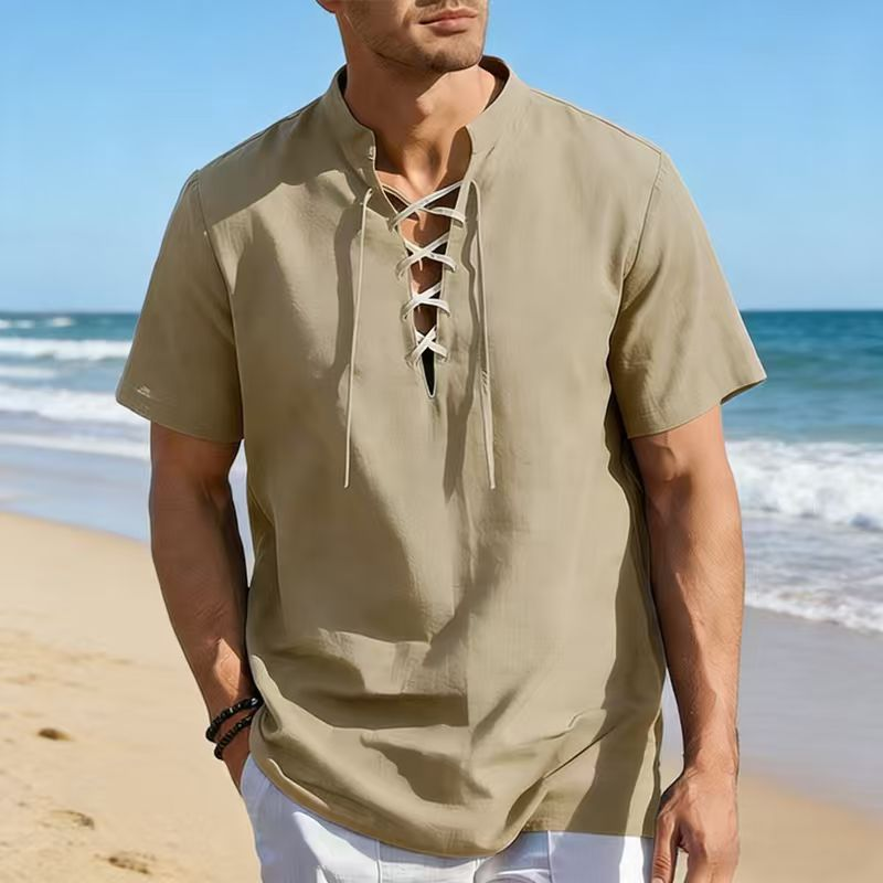 👕 LIMITED-TIME 50% OFF! ✨ Men's Casual Lace-Up Short Sleeve Shirt