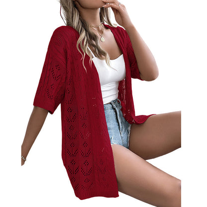🧶 LIMITED-TIME 50% OFF! ✨ Women's Hollow-Out Knit Cardigan – Lightweight, Breathable, Boho-Chic 🌸