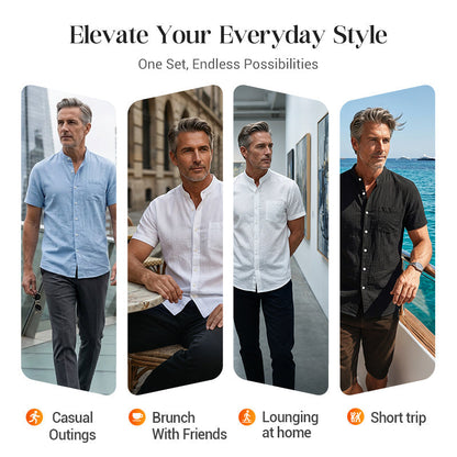 👔 LIMITED-TIME 50% OFF! ✨ Men's Loose Fit Short Sleeve Shirt – Breathable, Casual, Solid Color 🍃