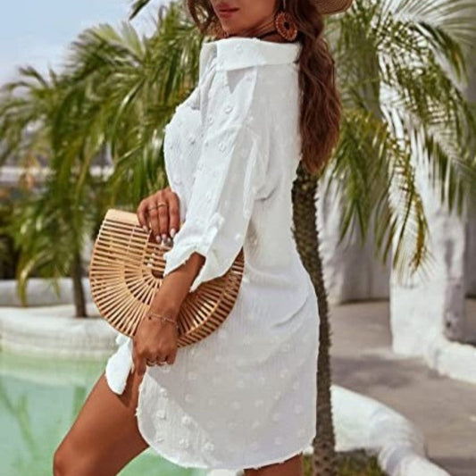 Women's Casual Oversized Jacquard Chiffon Shirt