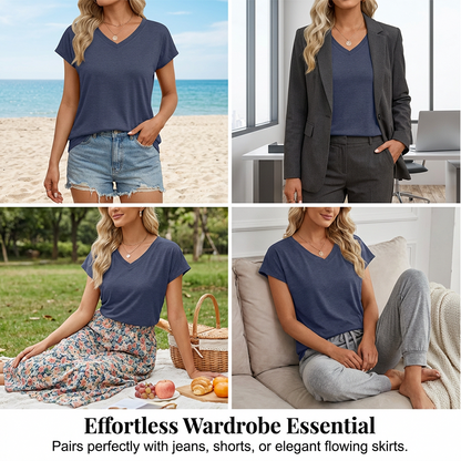 ✨👚 Women's Casual V-Neck Short Sleeve T-Shirt 💫