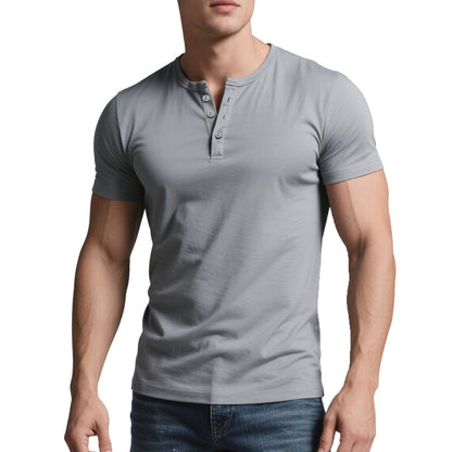 Men's Lightweight Henley T-Shirt – Muscle Fit & Breathable