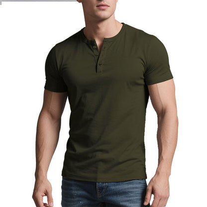 Men's Lightweight Henley T-Shirt – Muscle Fit & Breathable