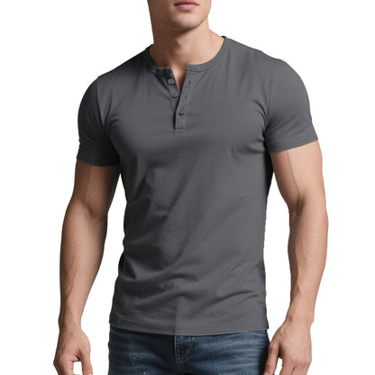 Men's Lightweight Henley T-Shirt – Muscle Fit & Breathable