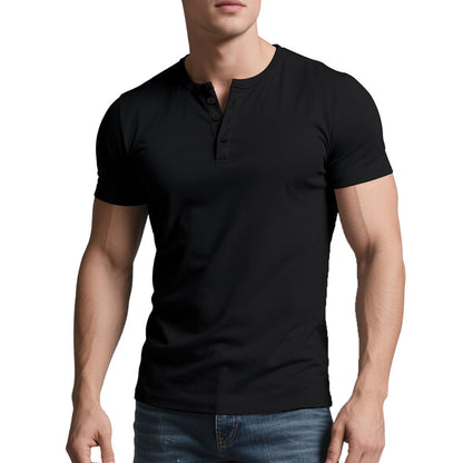Men's Lightweight Henley T-Shirt – Muscle Fit & Breathable