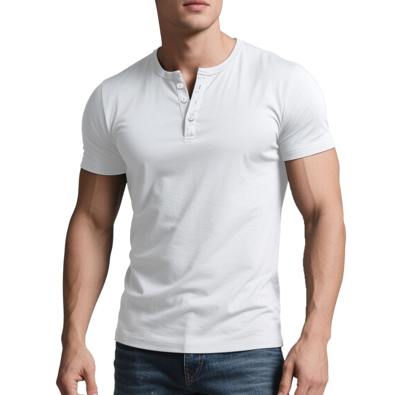 Men's Lightweight Henley T-Shirt – Muscle Fit & Breathable
