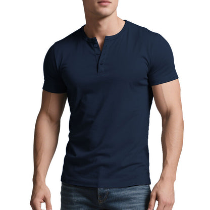 Men's Lightweight Henley T-Shirt – Muscle Fit & Breathable