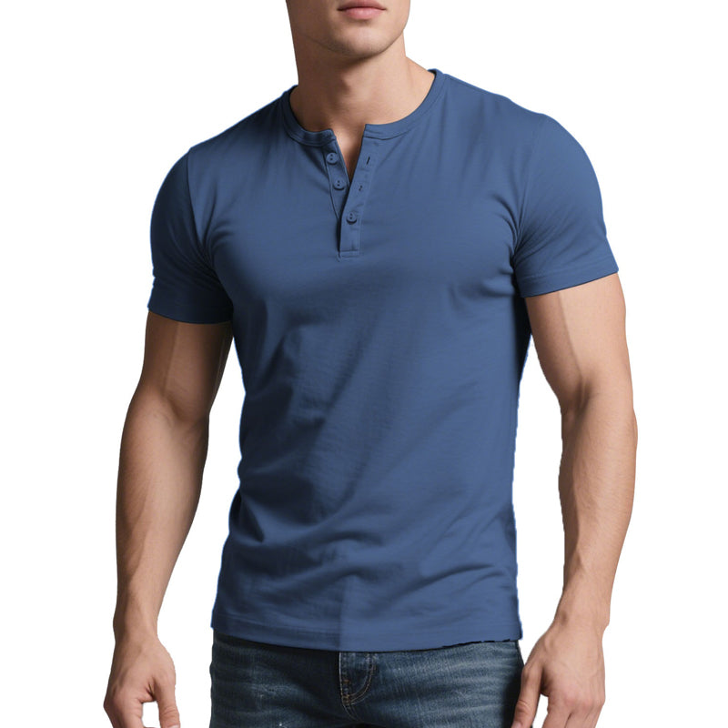 Men's Lightweight Henley T-Shirt – Muscle Fit & Breathable