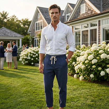 Men's Striped Linen Blend Casual Pants