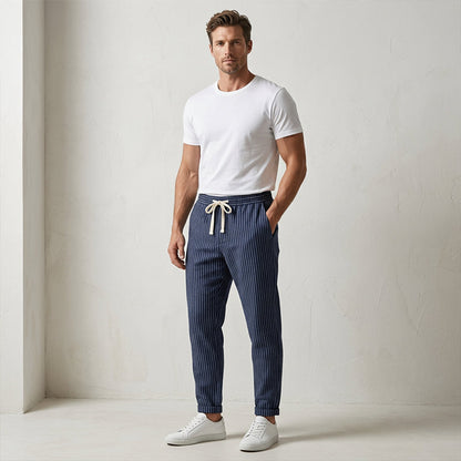 Men's Striped Linen Blend Casual Pants