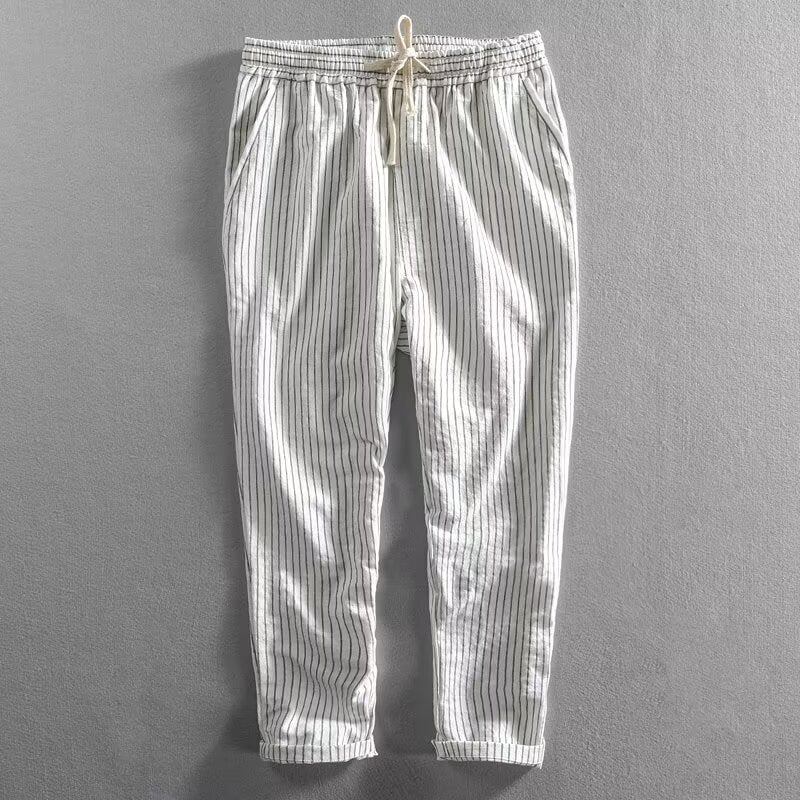 Men's Striped Linen Blend Casual Pants