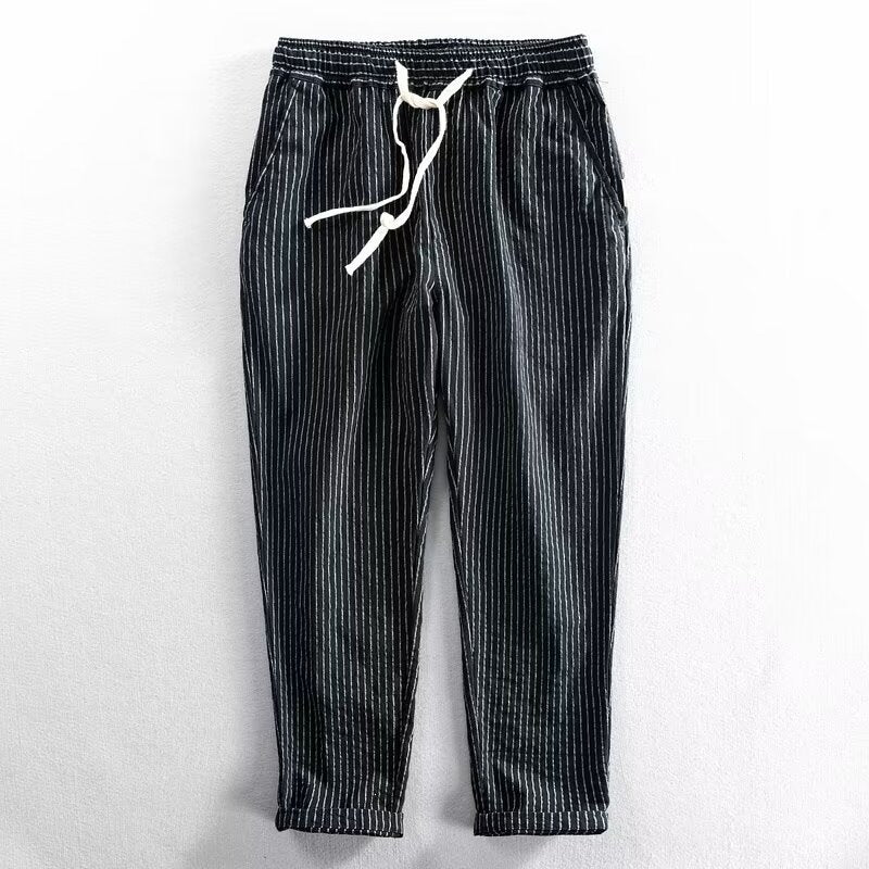 Men's Striped Linen Blend Casual Pants