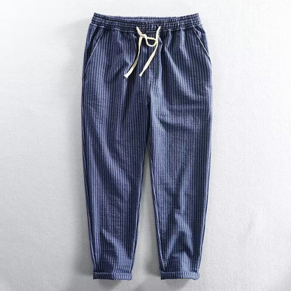 Men's Striped Linen Blend Casual Pants