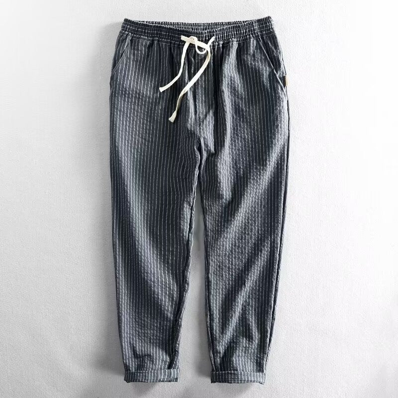 Men's Striped Linen Blend Casual Pants