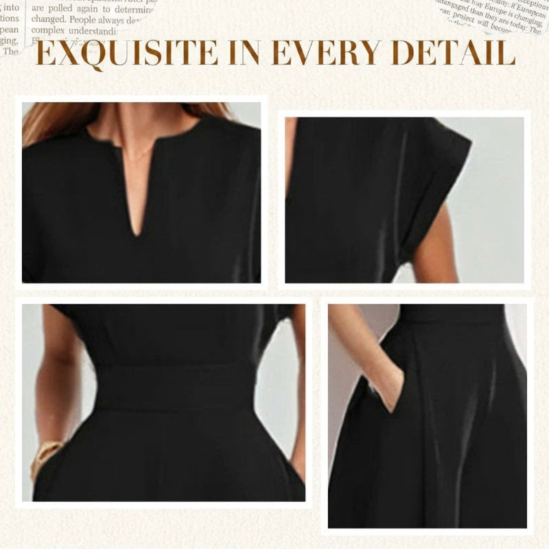 Women's V-Neck Short Sleeve Wide-Leg Jumpsuit