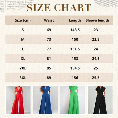 Women's V-Neck Short Sleeve Wide-Leg Jumpsuit