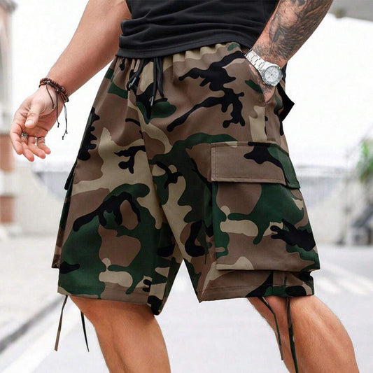 Men's Camo Cargo Shorts with Drawstring Waist