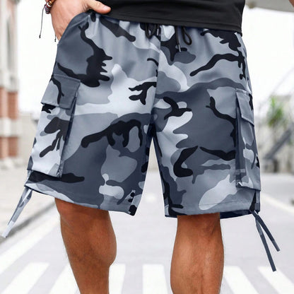 Men's Camo Cargo Shorts with Drawstring Waist