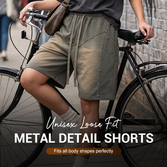 Street Ready, Chill Fit ✨🖤Unisex Loose Fit Metal Detail Shorts