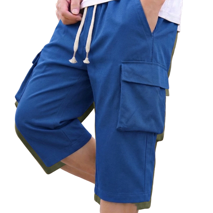 Men's Casual Capri Cargo Shorts with Drawstring Waist