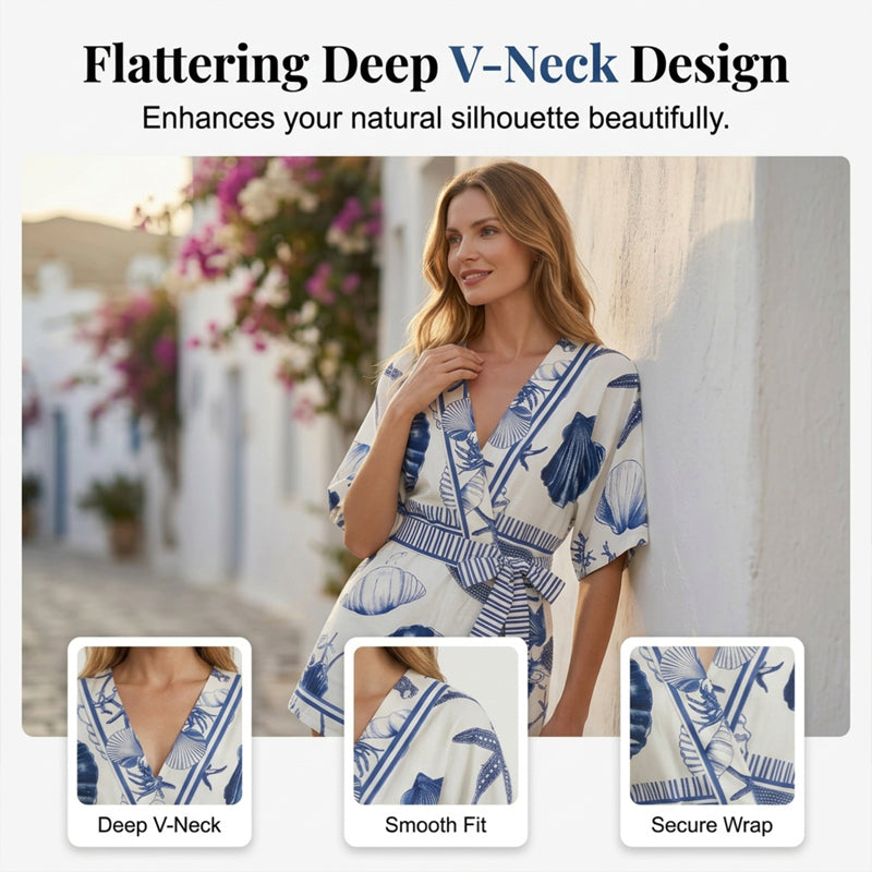 📢📢50% OFF !! ⏰Women's Tropical Print V-Neck Wrap Romper