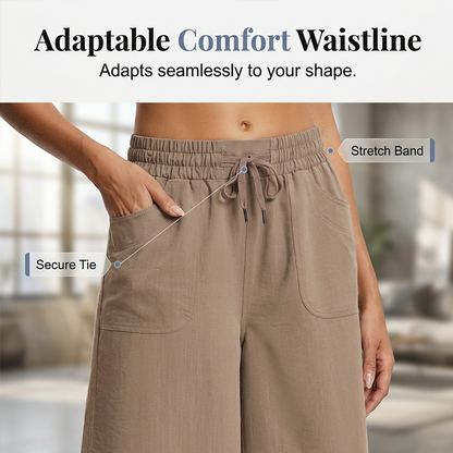 Women's Solid-Color Loose-Fit Cropped Pants
