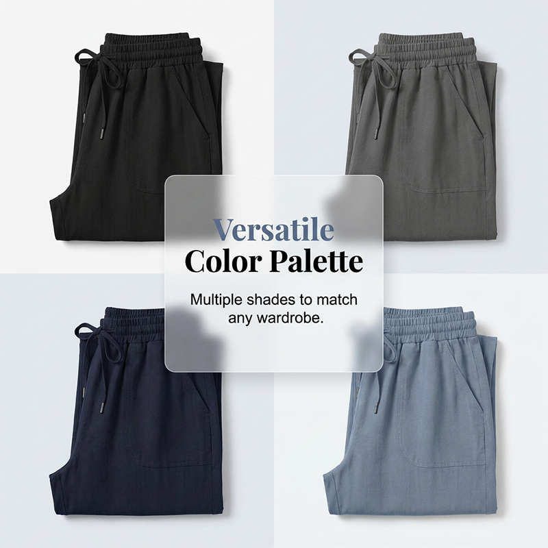 Women's Solid-Color Loose-Fit Cropped Pants