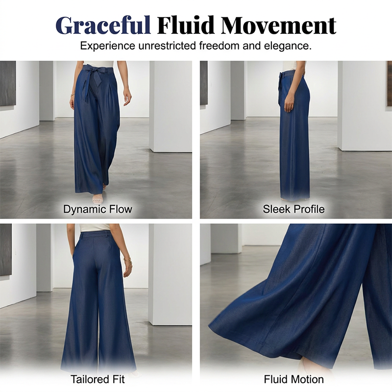 Women's High-Waist Wide-Leg Pants with Tie-Belt
