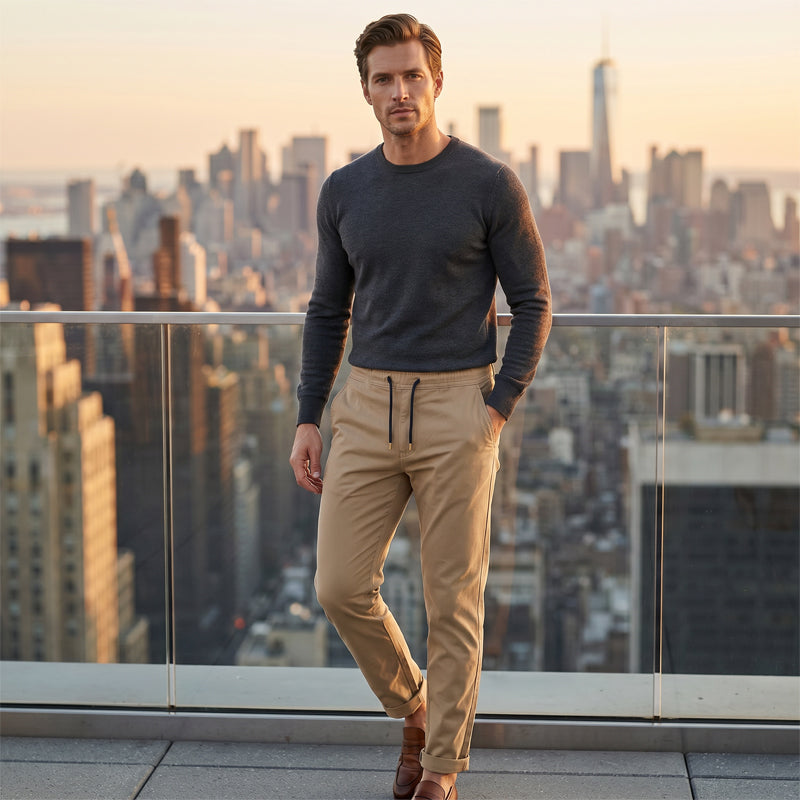 Men's Slim Fit Solid Ankle Pants