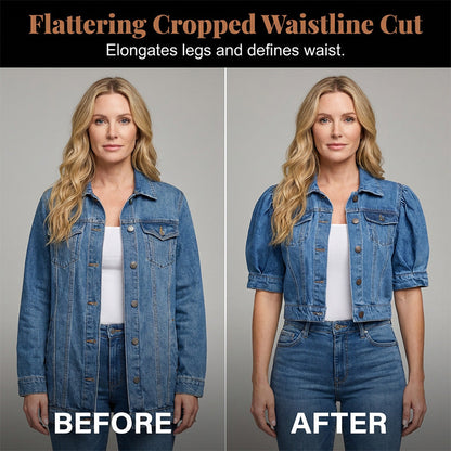 🧥 50% OFF NOW!🎀 Women's Puff Short Sleeve Cropped Denim Jacket