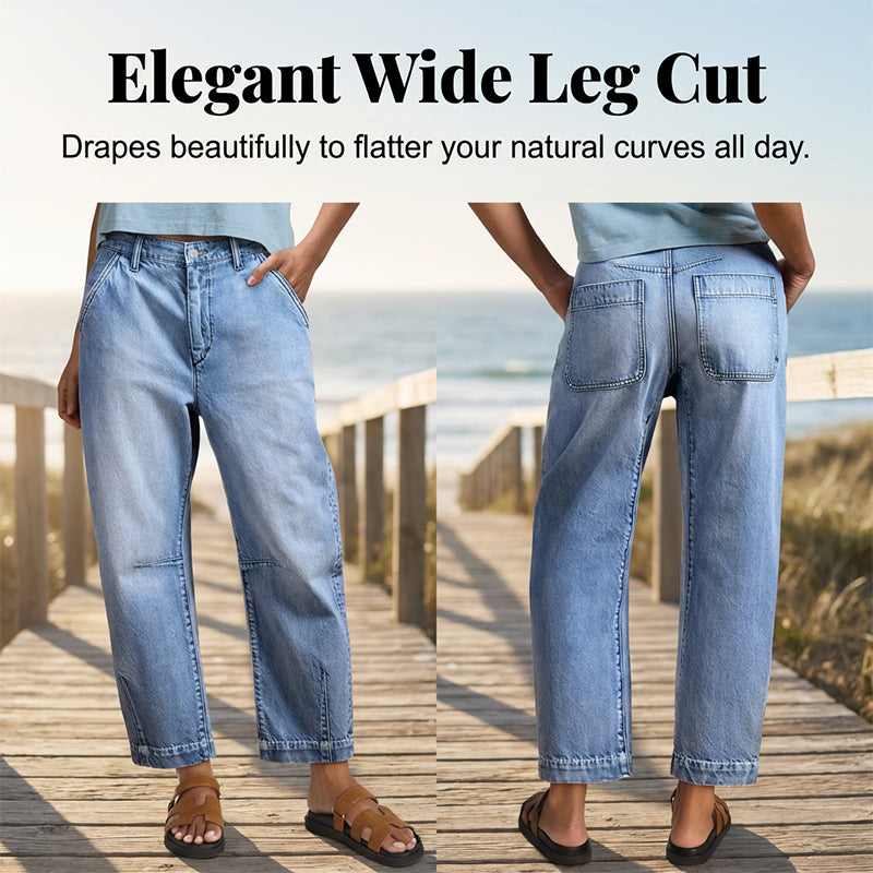 📢📢50% OFF !! ⏰Women's High Waisted Cropped Barrel Jeans