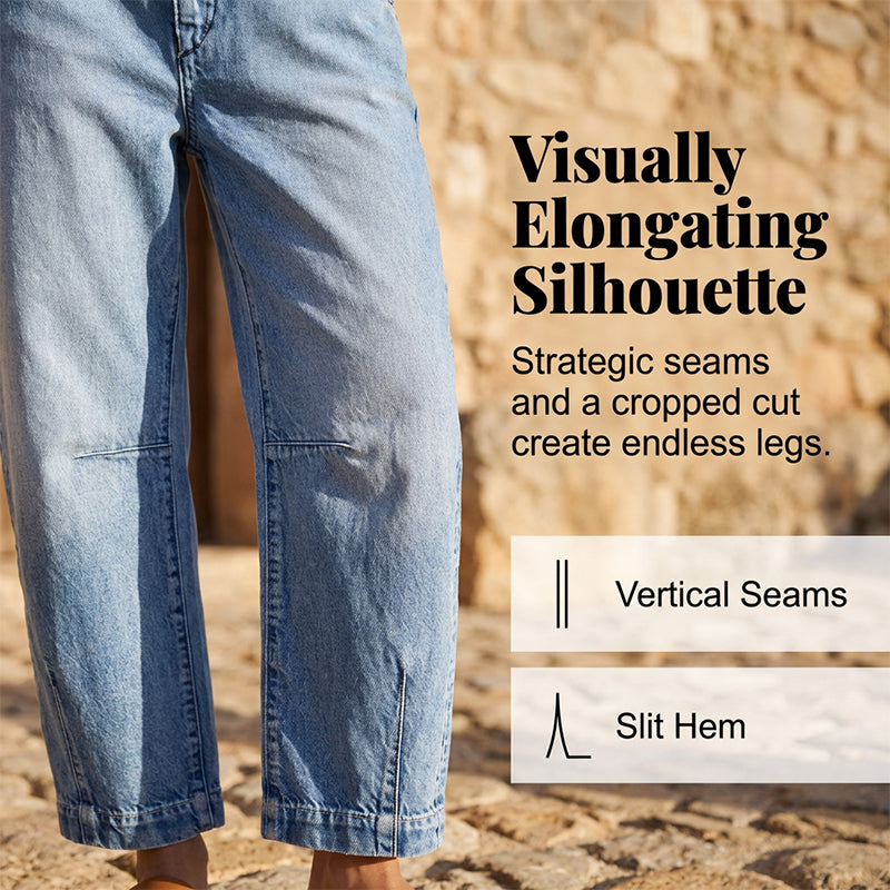 📢📢50% OFF !! ⏰Women's High Waisted Cropped Barrel Jeans