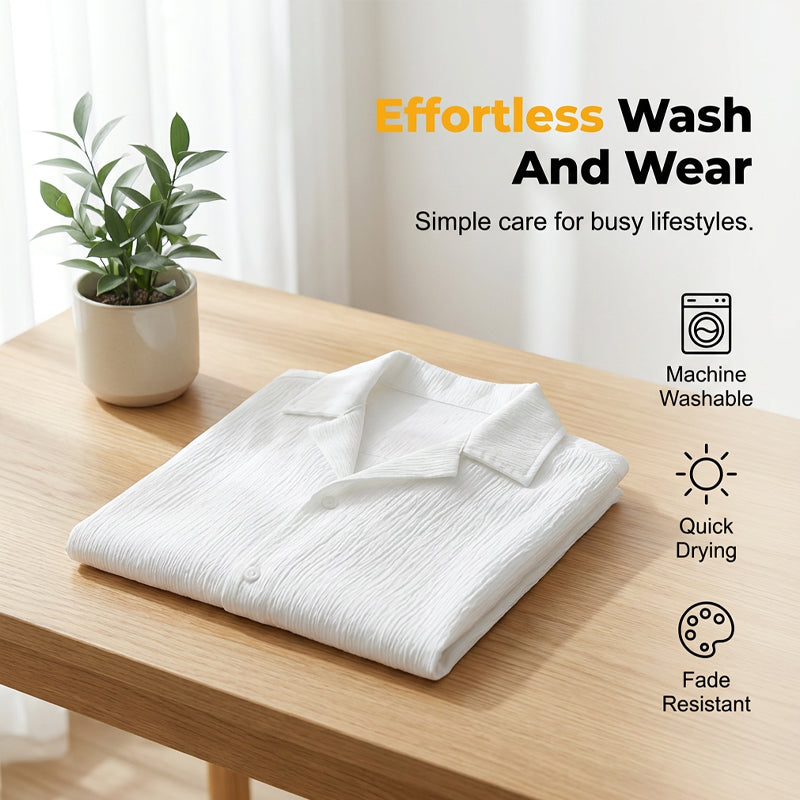 👔 50% OFF NOW!🌊 Men's Textured Camp Collar Shirt – Crinkle & No-Iron – Breathable Summer Top ✨
