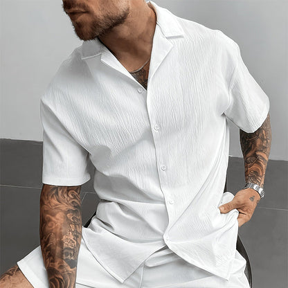 👔 50% OFF NOW!🌊 Men's Textured Camp Collar Shirt – Crinkle & No-Iron – Breathable Summer Top ✨