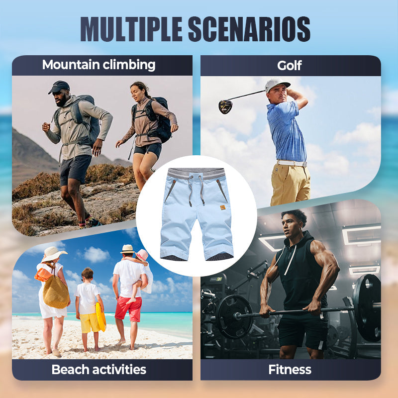 Men's Color-Blocking Drawstring Shorts