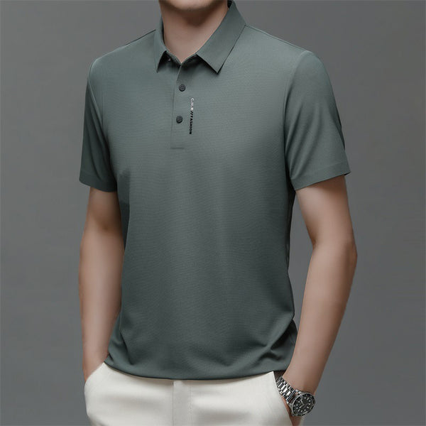 🔥👔Men's Ice Silk Cuffs and Chest Dual Graphic Short Sleeve