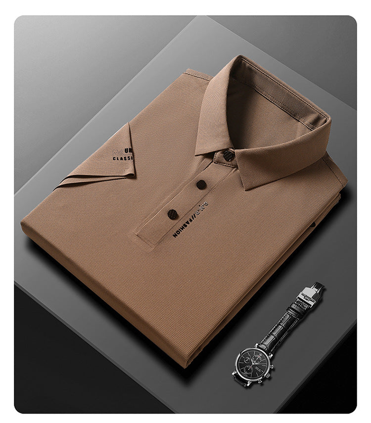 🔥👔Men's Ice Silk Cuffs and Chest Dual Graphic Short Sleeve