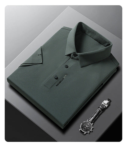 🔥👔Men's Ice Silk Cuffs and Chest Dual Graphic Short Sleeve