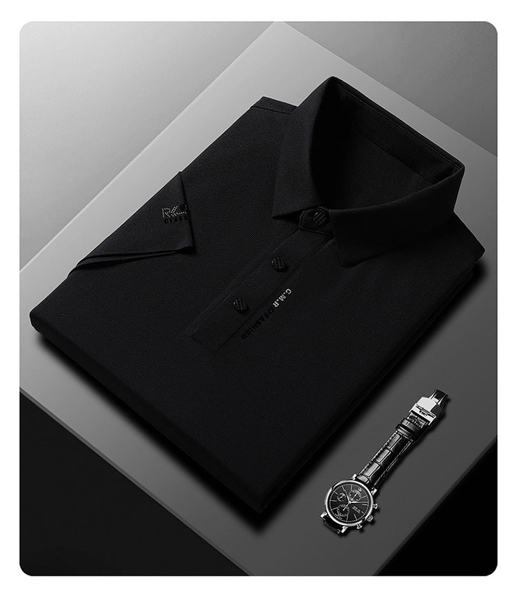 🔥👔Men's Ice Silk Cuffs and Chest Dual Graphic Short Sleeve