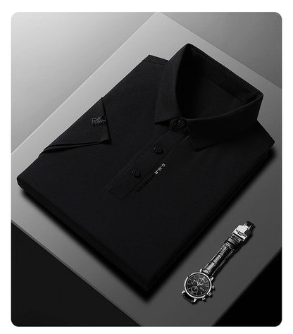 🔥👔Men's Ice Silk Cuffs and Chest Dual Graphic Short Sleeve