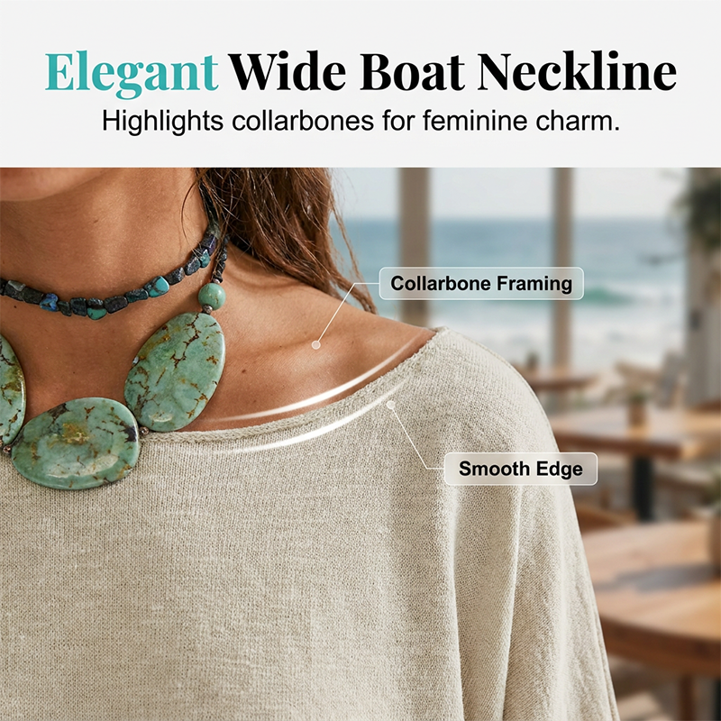 👕 LIMITED-TIME 50% OFF! ✨ Women's Loose Boat Neck Top – Oversized, Soft, 6 Colors 🍂