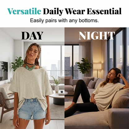 👕 LIMITED-TIME 50% OFF! ✨ Women's Loose Boat Neck Top – Oversized, Soft, 6 Colors 🍂