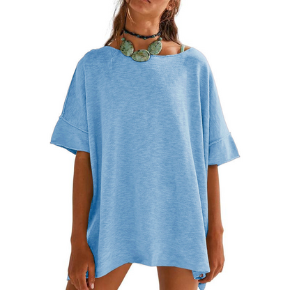 👕 LIMITED-TIME 50% OFF! ✨ Women's Loose Boat Neck Top – Oversized, Soft, 6 Colors 🍂