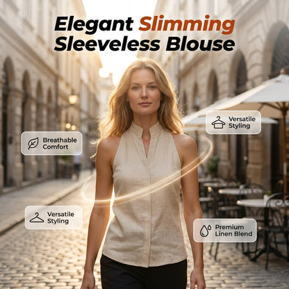 Summer Sleeveless Stand Collar V-Neck Top