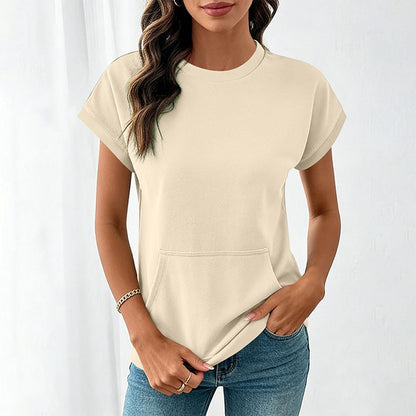 Women's Casual Crew Neck T-Shirt with Pocket