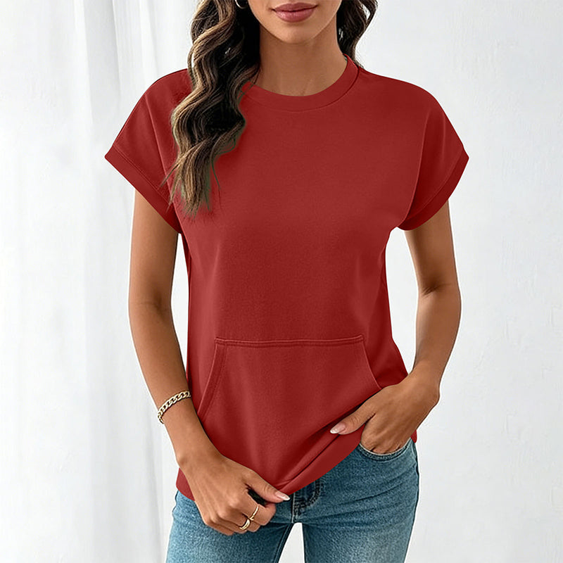 Women's Casual Crew Neck T-Shirt with Pocket