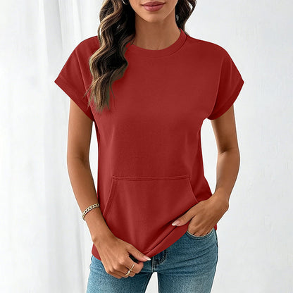 Women's Casual Crew Neck T-Shirt with Pocket